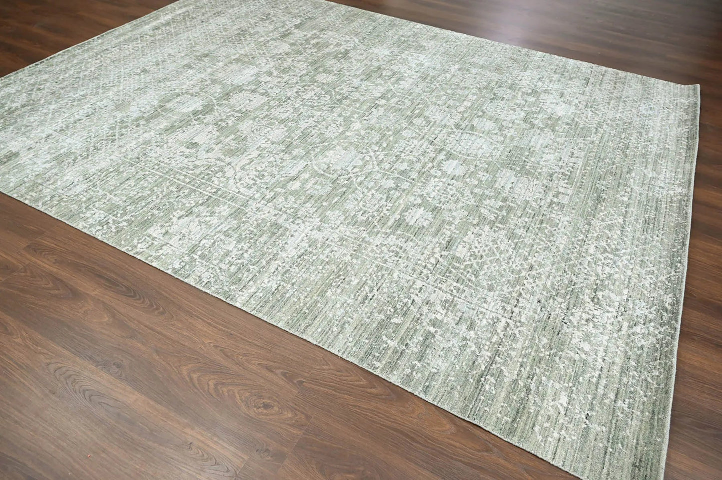 8x10 Gray, Beige Hand Knotted 100% Wool Modern & Contemporary Oriental Area Rug-4