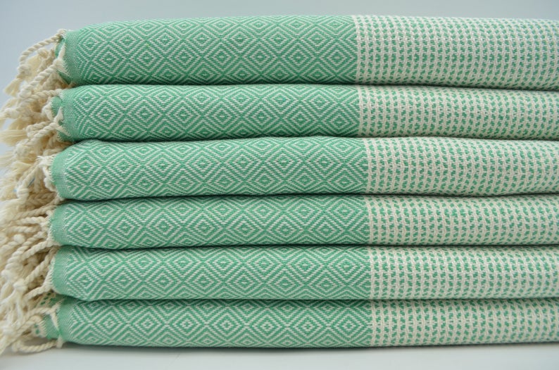 DOTTY DIAMOND GREEN TURKISH TOWEL-4