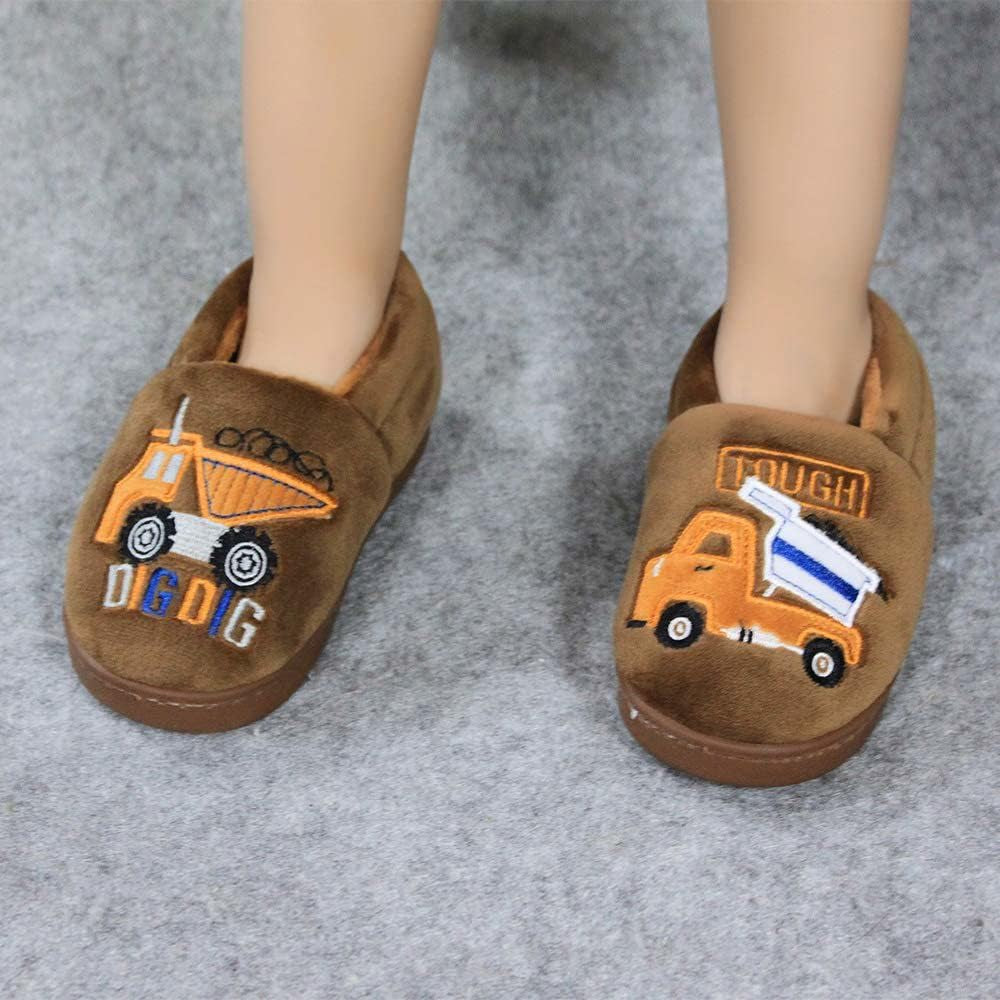 Girls Cute Cartoon Slippers with Memory Foam Kids Plush Warm Winter House Shoes