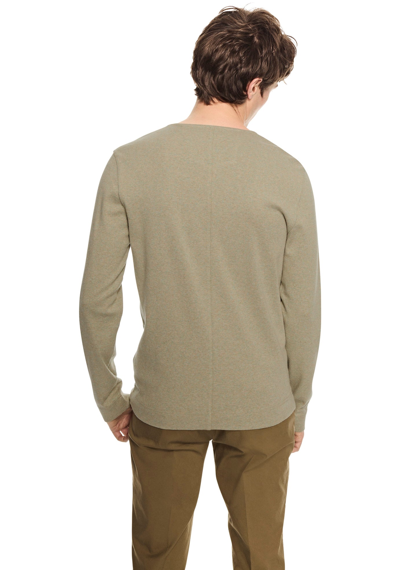 Long Sleeve Ribbed Cotton Crewneck (Laurel Heather)-3