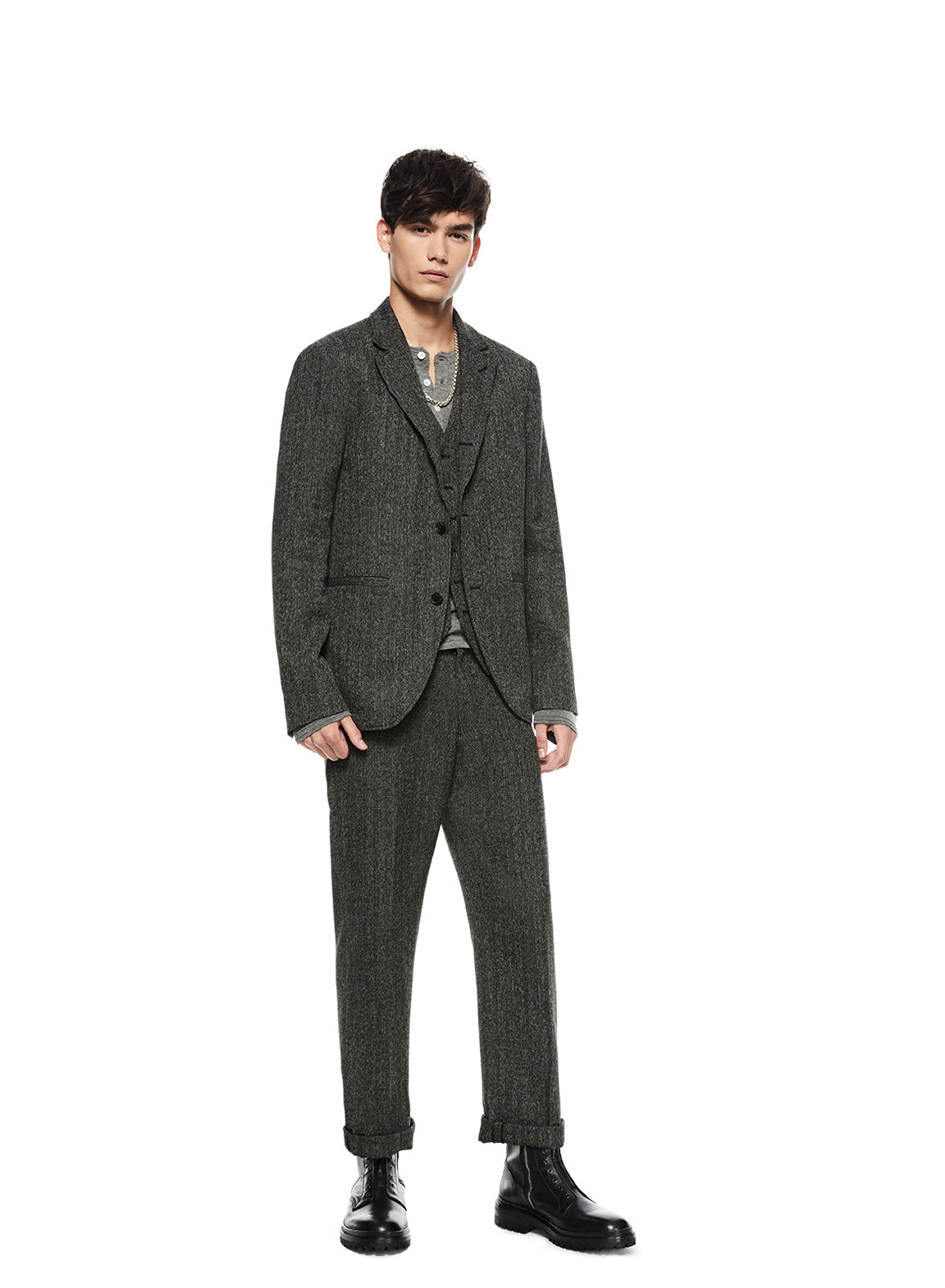 Herringbone Single-Breasted Jacket-4