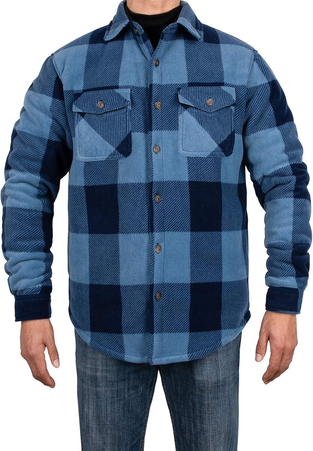 Men'S Warm Sherpa Lined Fleece Plaid Flannel Shirt Jacket(All Sherpa Fleece Lined)