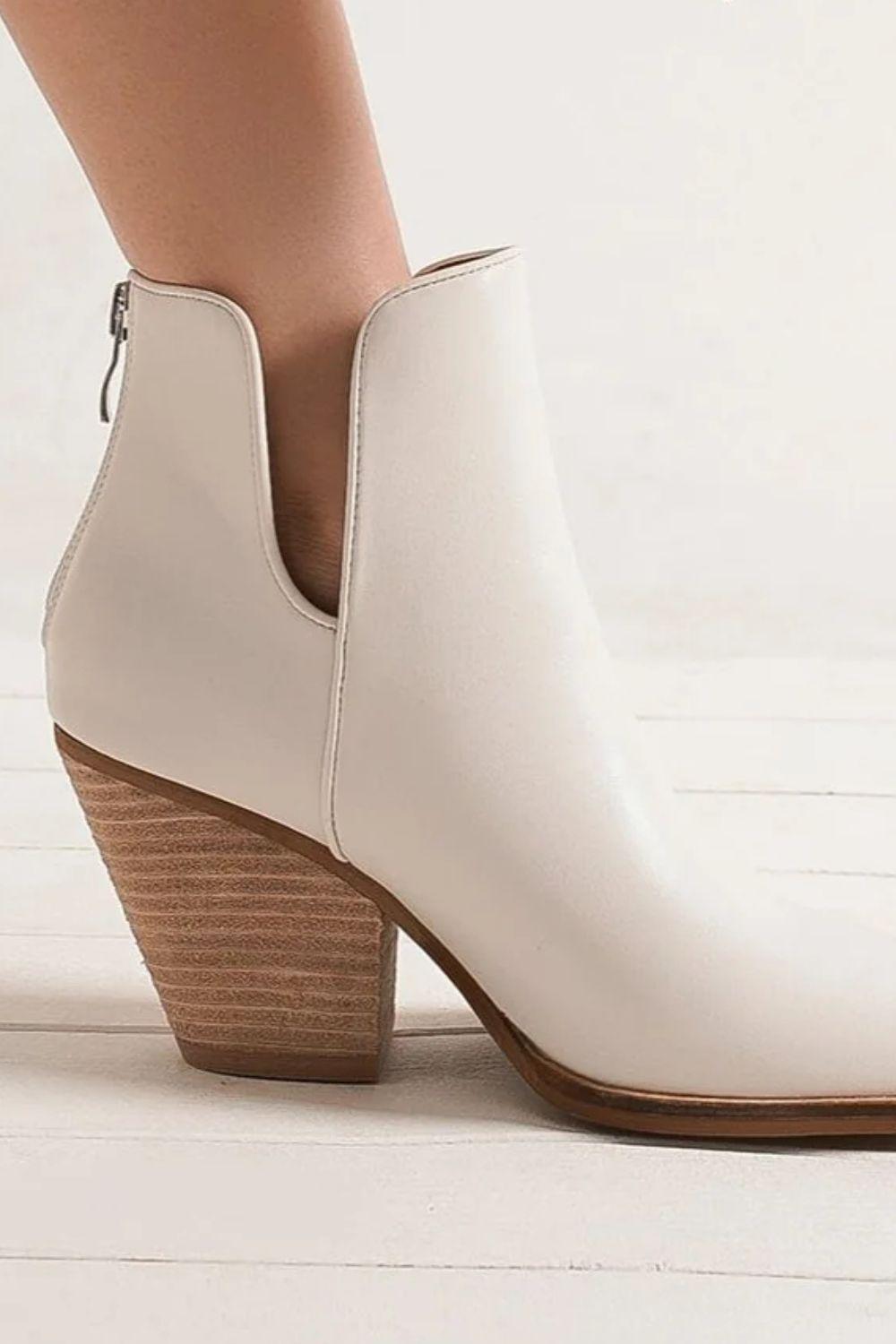 MayFair Pointed Metal-Tip Toe Block Heel Ankle Boots-2