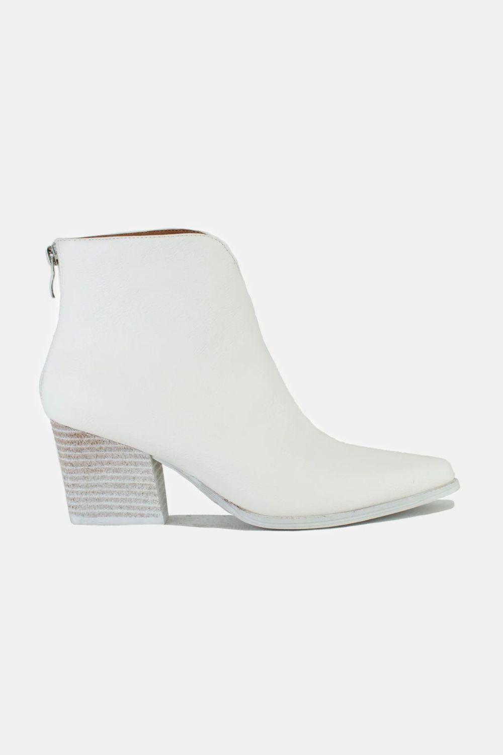 Mayfair PU Leather Block Heel Boots with Back Zippers-1