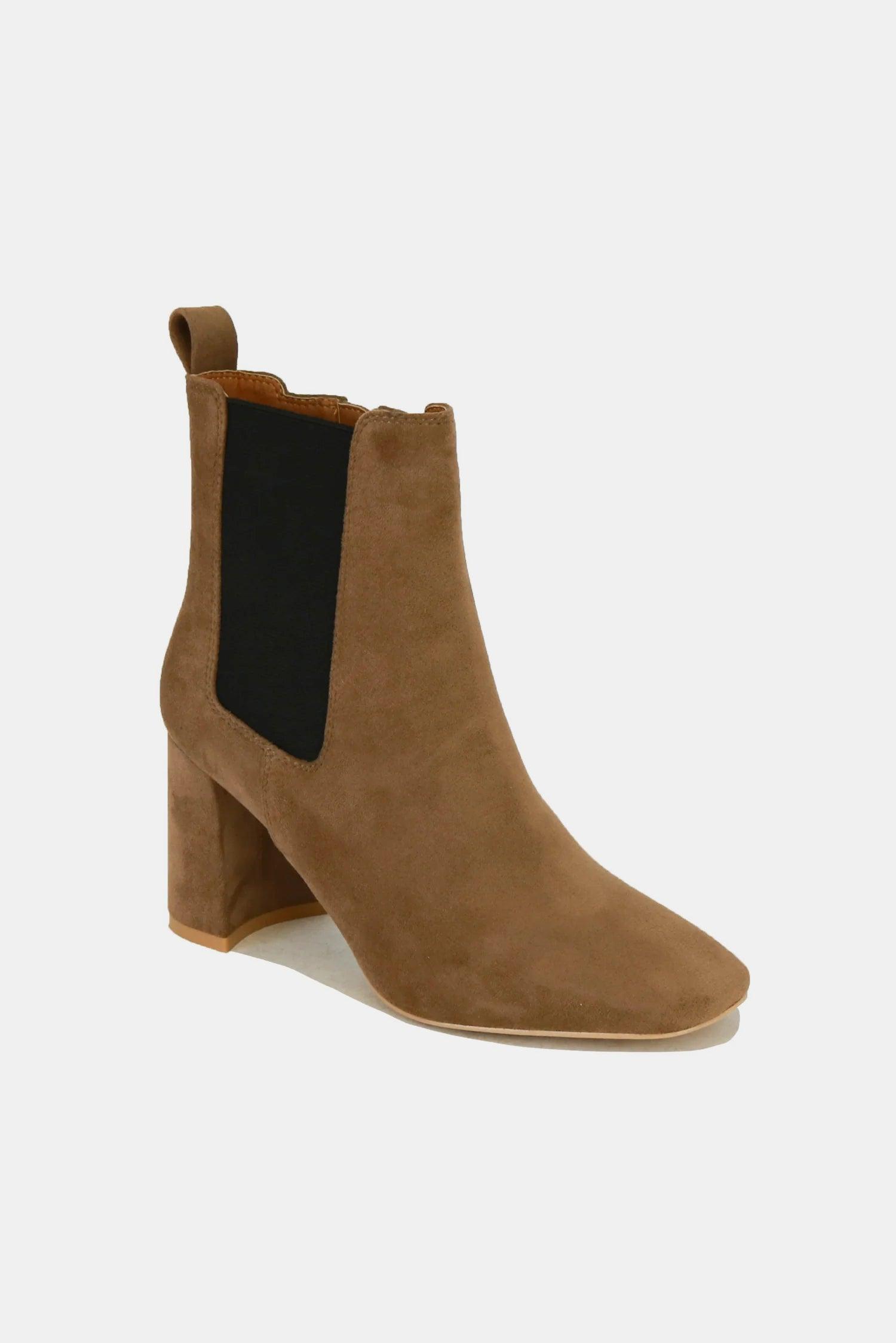 Mayfair Faux Suede Block Heel Chelsea Boots with Elastic Side Panel-2