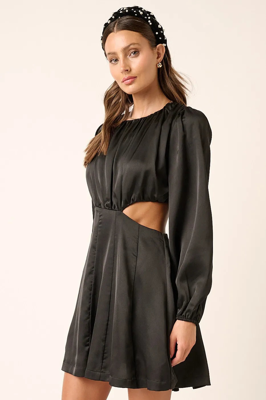 Mittoshop Satin Side Cutout Detail Mini Dress-2