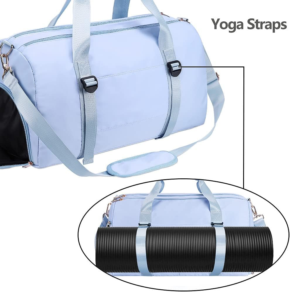 Gym Duffle Bag Dry Wet Separated Gym Bag Sport Duffle Bag Training Handbag Yoga Bag with Extra Drawstring Backpack for Man and Women (Blue-Upgrade) Large