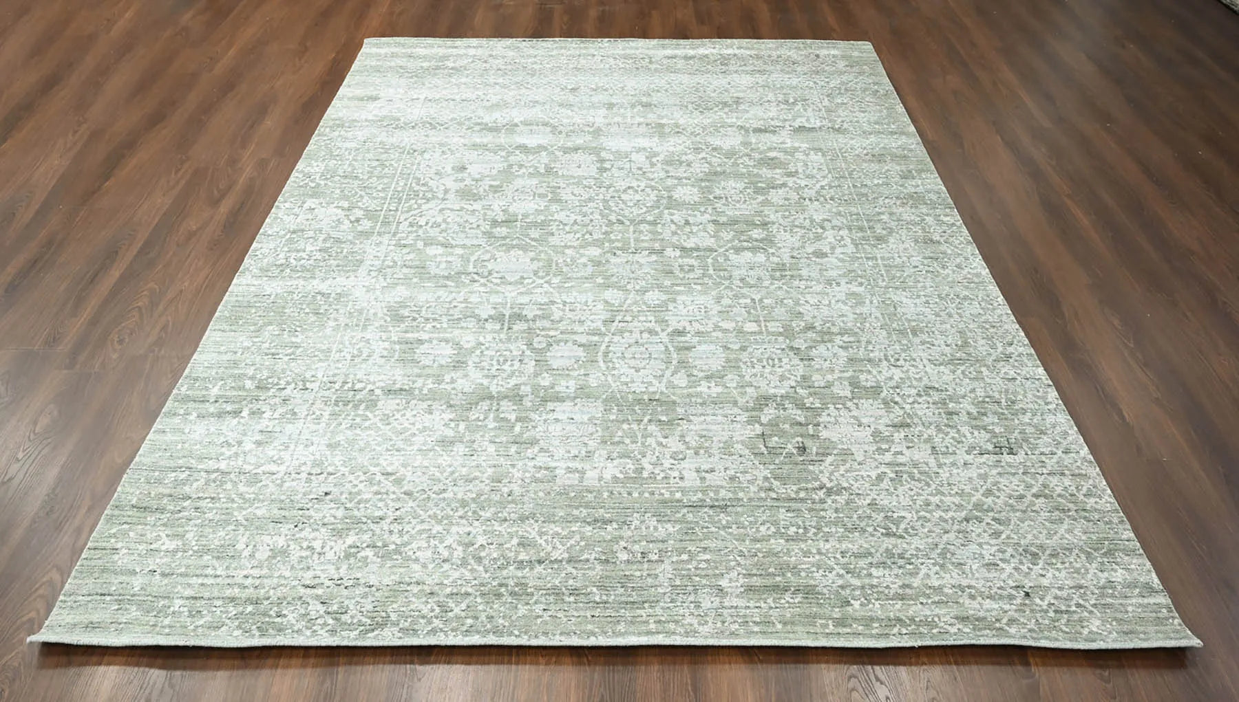 8x10 Gray, Beige Hand Knotted 100% Wool Modern & Contemporary Oriental Area Rug-3