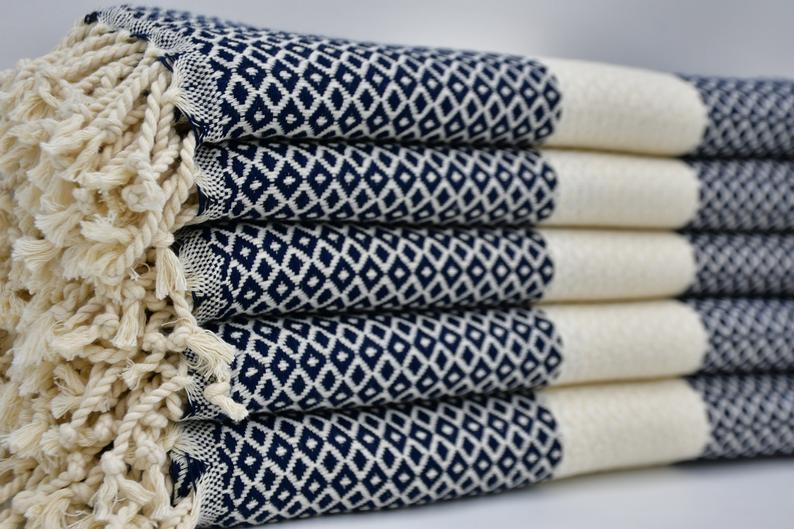 SMALL DIAMOND BLACK TURKISH BATH & HAND TOWEL SET-2