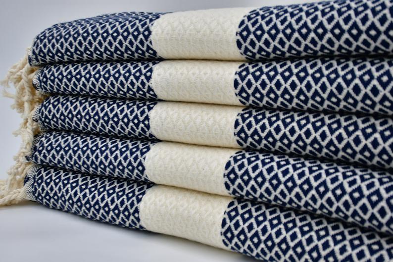 SMALL DIAMOND BLACK TURKISH BATH & HAND TOWEL SET-3