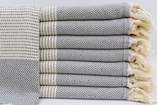 DOTTY DIAMOND GREY TURKISH TOWEL-0