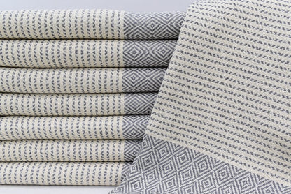 DOTTY DIAMOND GREY TURKISH TOWEL-1