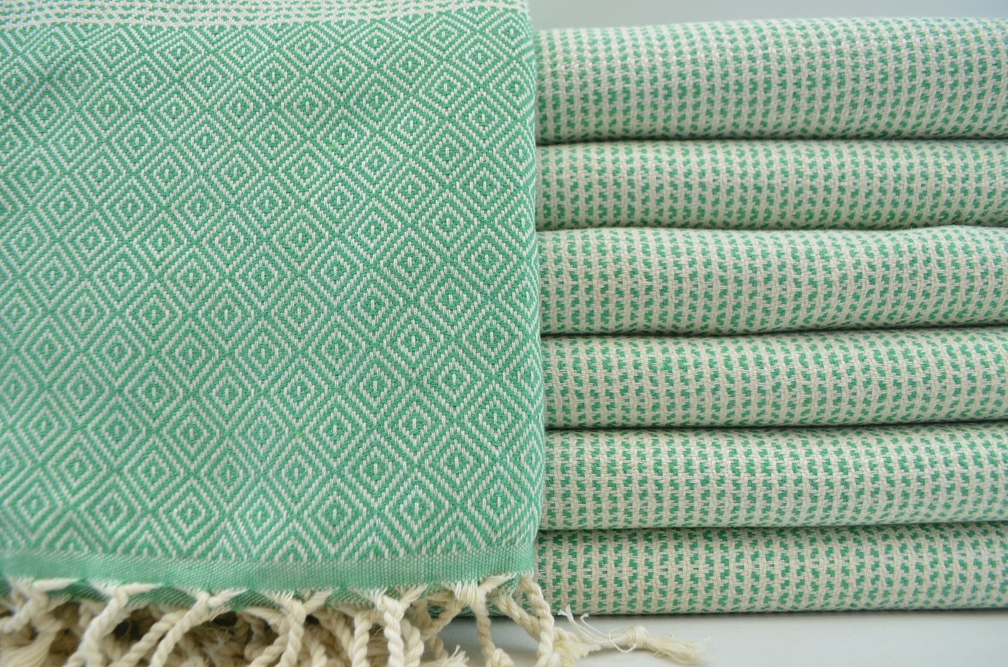 DOTTY DIAMOND GREEN TURKISH TOWEL-0