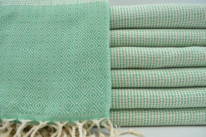 DOTTY DIAMOND GREEN TURKISH TOWEL-0