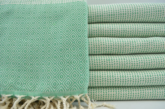 DOTTY DIAMOND GREEN TURKISH TOWEL-0