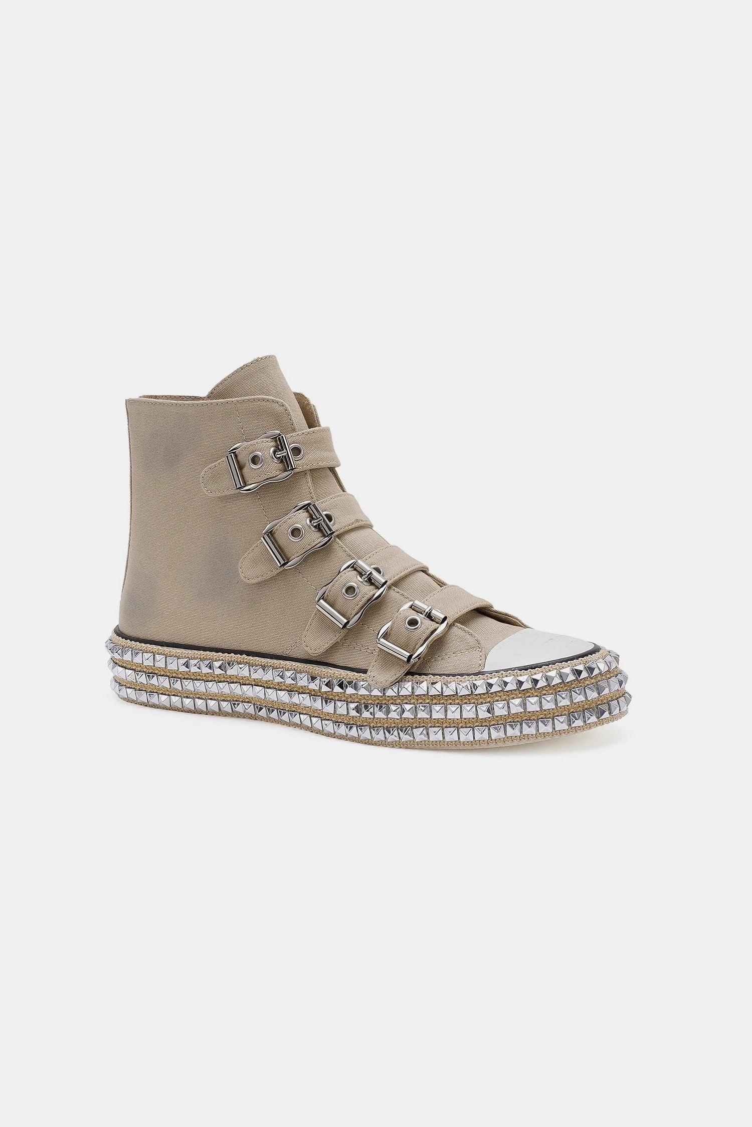 MayFair Multi-Buckle Straps Studded Platform Sneakers-2