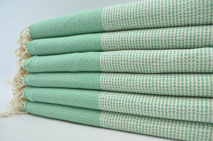 DOTTY DIAMOND GREEN TURKISH TOWEL-3