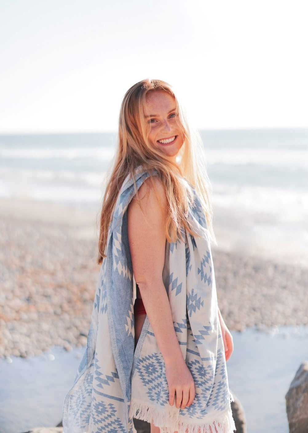 AZTEC BLUE TURKISH TOWEL-2