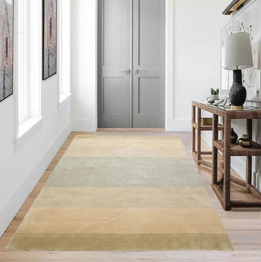 3'10''x6' Hand Knotted Tibetan Wool and Silk Tibetan Modern & Contemporary  Oriental Area Rug Aqua,Beige Color-0