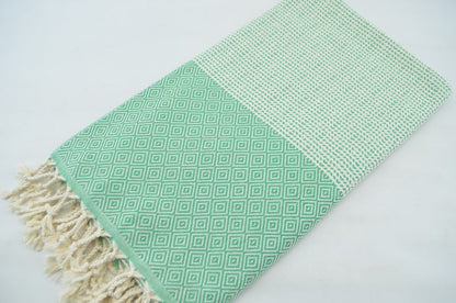 DOTTY DIAMOND GREEN TURKISH TOWEL-2
