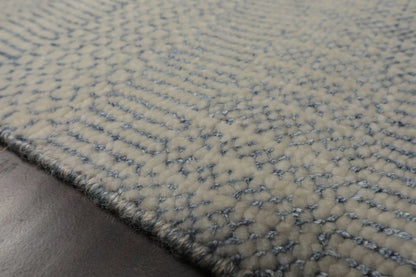 2'x2' Ivory Hand Knotted Tibetan Modern  Wool and Bamboo Silk Oriental Area Rug-3