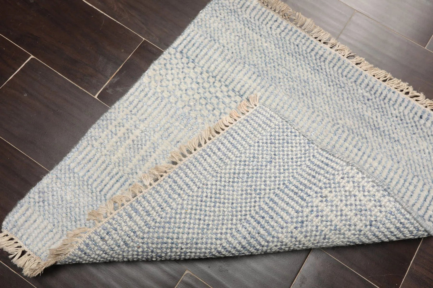 2'x2' Ivory Hand Knotted Tibetan Modern  Wool and Bamboo Silk Oriental Area Rug-2