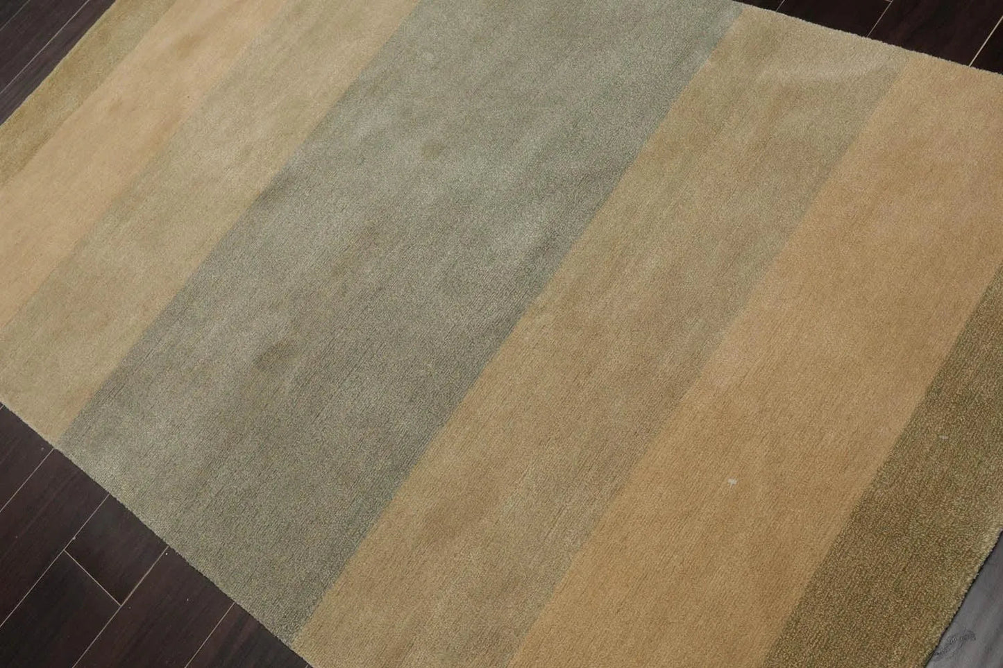 3'10''x6' Hand Knotted Tibetan Wool and Silk Tibetan Modern & Contemporary  Oriental Area Rug Aqua,Beige Color-3