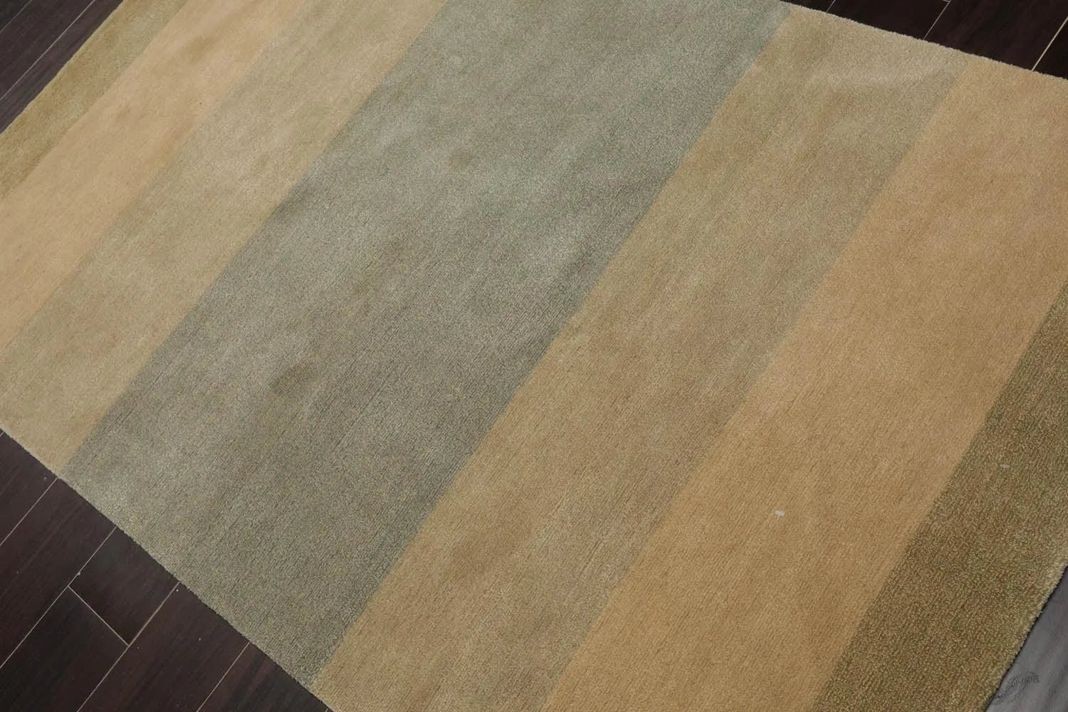 3'10''x6' Hand Knotted Tibetan Wool and Silk Tibetan Modern & Contemporary  Oriental Area Rug Aqua,Beige Color-3