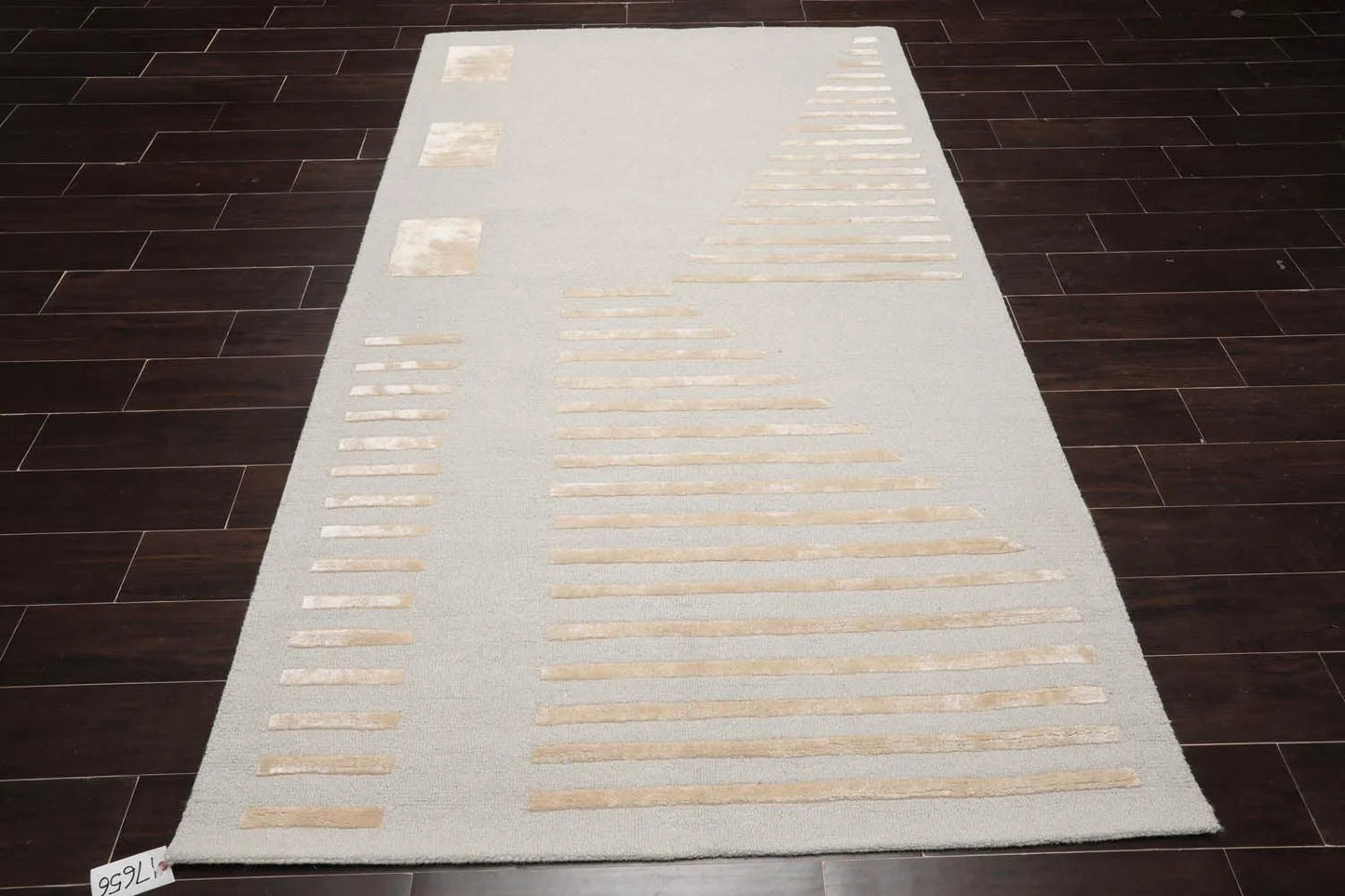 5'x7' Hand Tufted Hand Made 100% Wool Designer Modern & Contemporary  Oriental Area Rug Tone On Tone,Gray Color-2