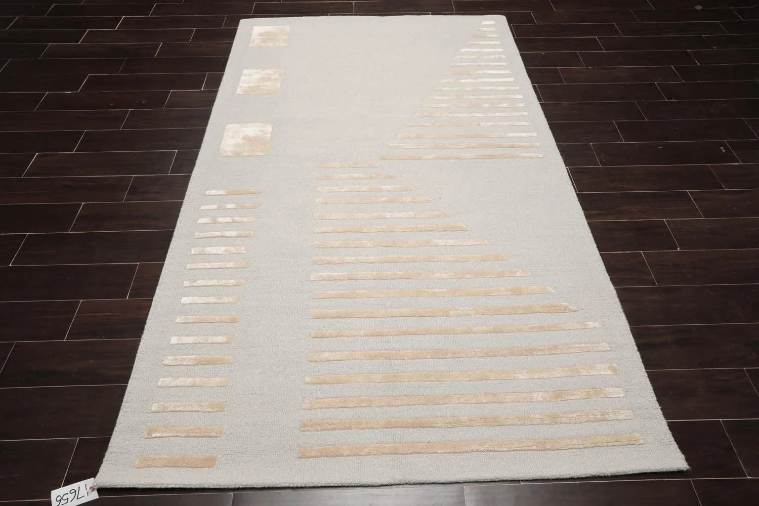 5'x7' Hand Tufted Hand Made 100% Wool Designer Modern & Contemporary  Oriental Area Rug Tone On Tone,Gray Color-2