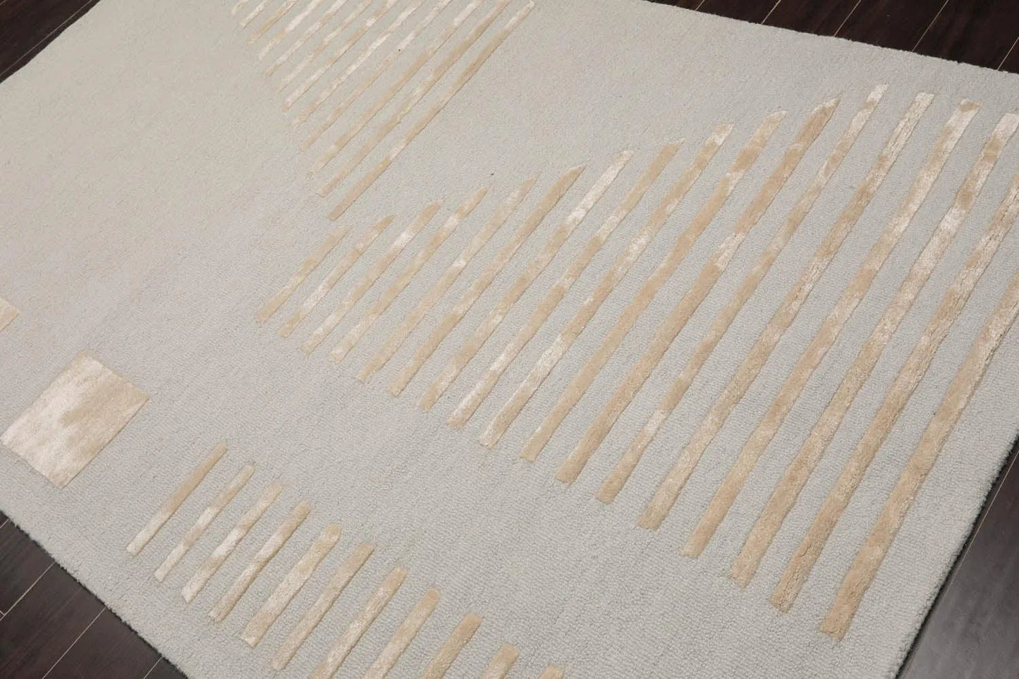 5'x7' Hand Tufted Hand Made 100% Wool Designer Modern & Contemporary  Oriental Area Rug Tone On Tone,Gray Color-3