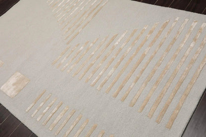 5'x7' Hand Tufted Hand Made 100% Wool Designer Modern & Contemporary  Oriental Area Rug Tone On Tone,Gray Color-3