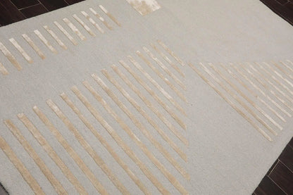 5'x7' Hand Tufted Hand Made 100% Wool Designer Modern & Contemporary  Oriental Area Rug Tone On Tone,Gray Color-4