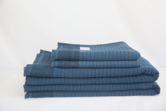 Del Mar Navy Terry Turkish Towel Set-0