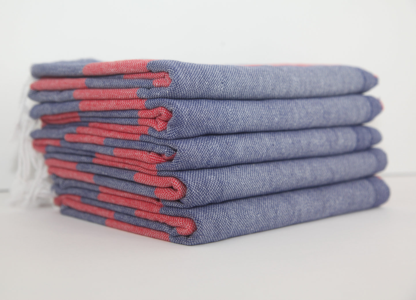 MONACO RED NAVY STRIPE TURKISH TOWEL-1