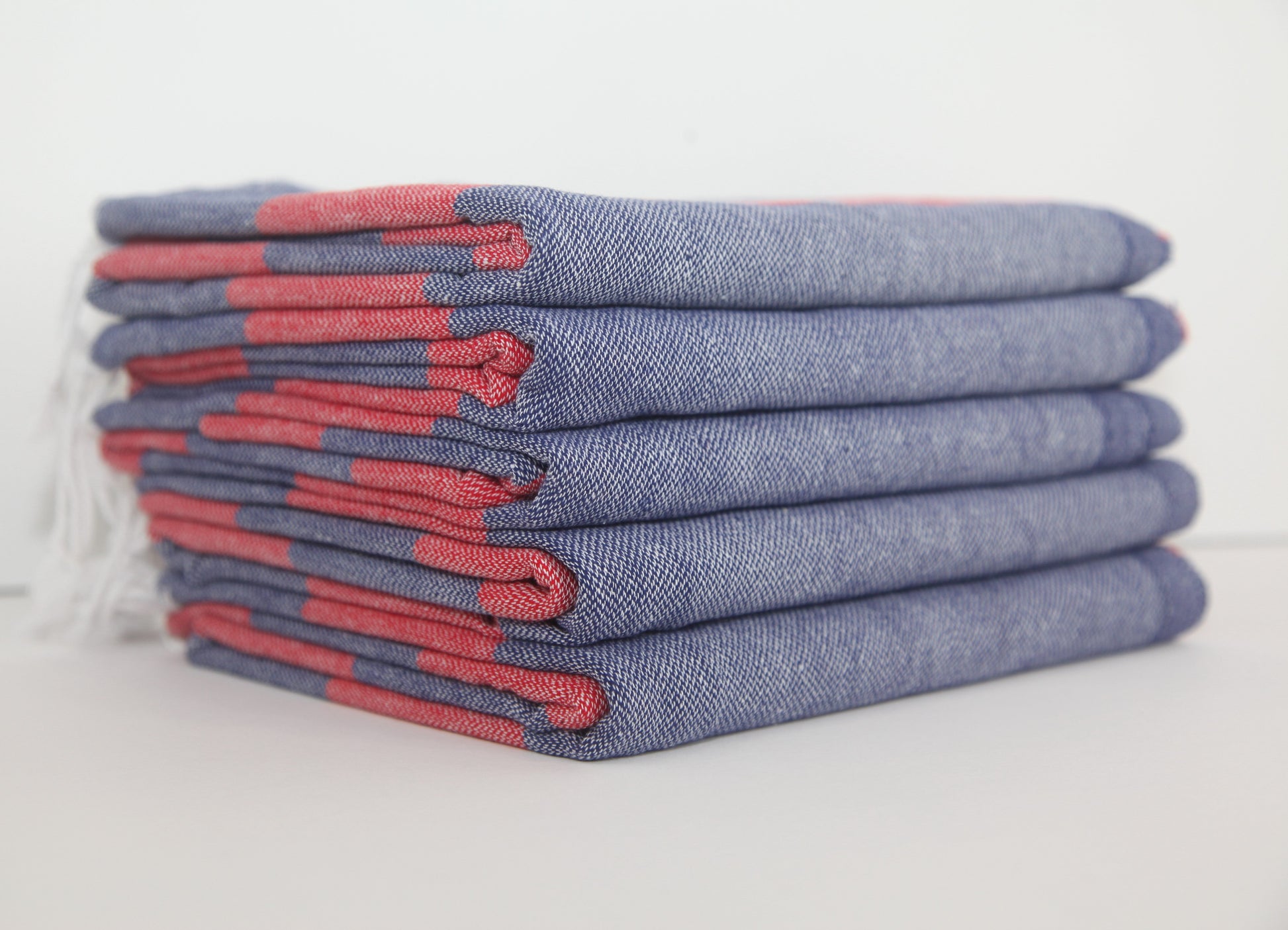 MONACO RED NAVY STRIPE TURKISH TOWEL-1