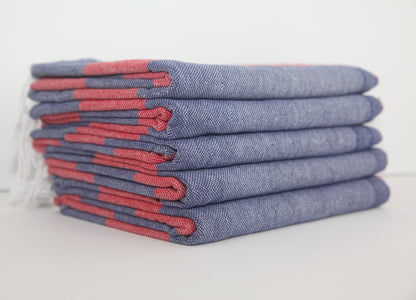 MONACO RED NAVY STRIPE TURKISH TOWEL-1
