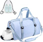 Gym Duffle Bag Dry Wet Separated Gym Bag Sport Duffle Bag Training Handbag Yoga Bag with Extra Drawstring Backpack for Man and Women (Blue-Upgrade) Large