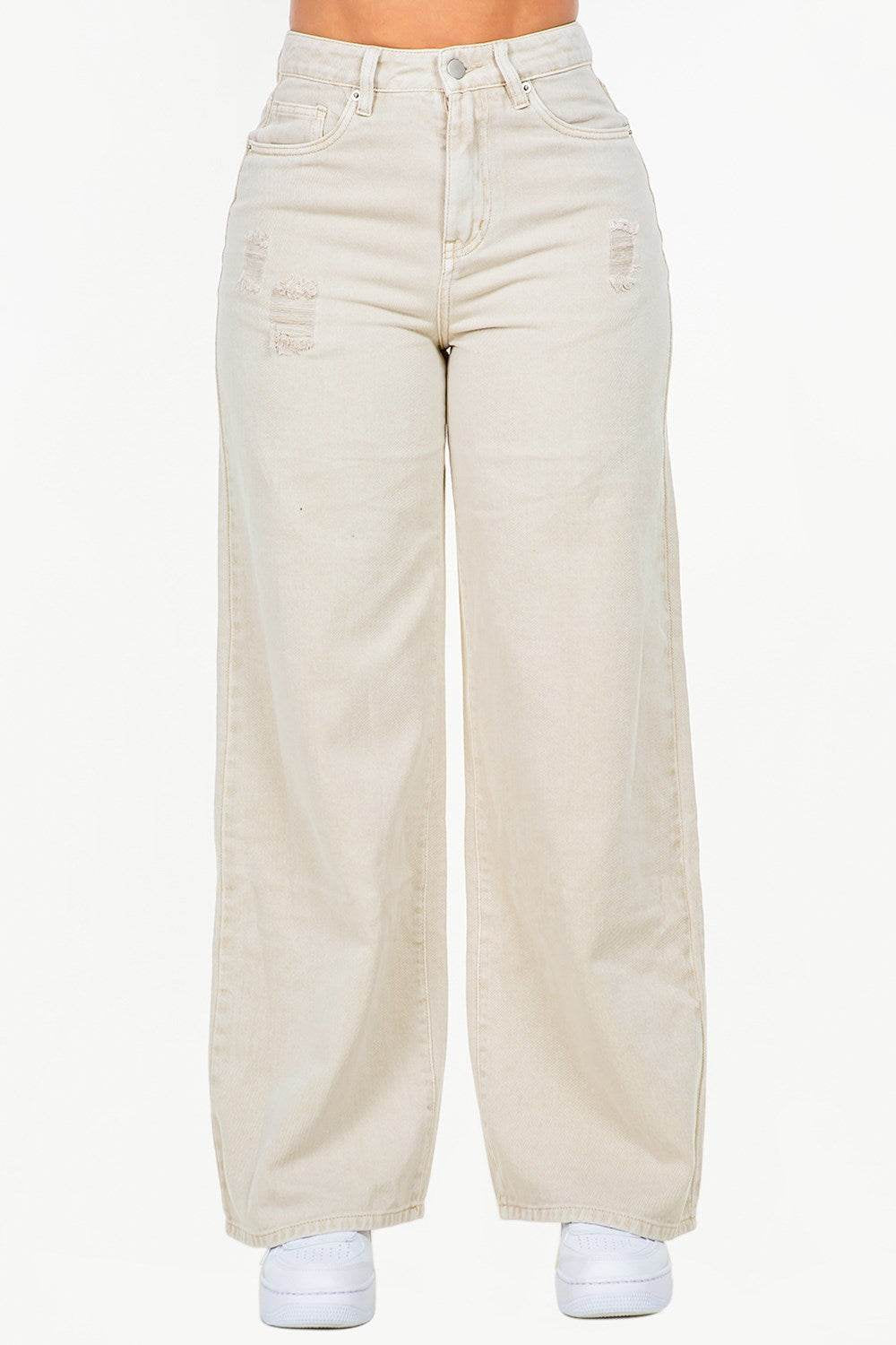 American Bazi High Waist Distressed Wide Leg Jeans