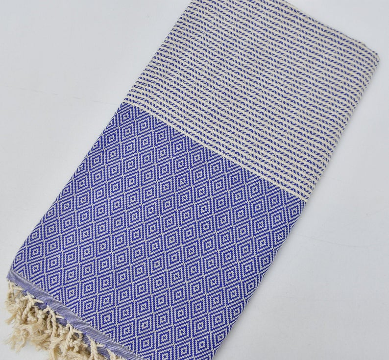 DOTTY DIAMOND BLUE TURKISH TOWEL-3