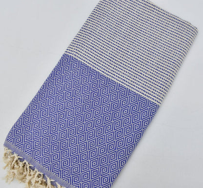 DOTTY DIAMOND BLUE TURKISH TOWEL-3