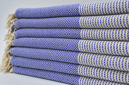 DOTTY DIAMOND BLUE TURKISH TOWEL-2