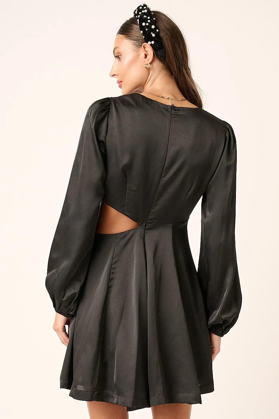Mittoshop Satin Side Cutout Detail Mini Dress-4