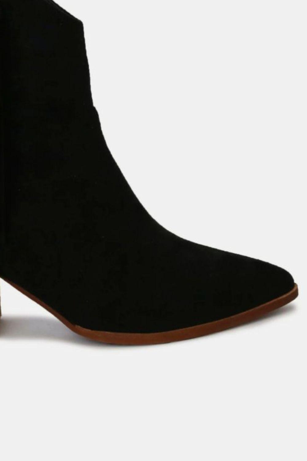 MayFair Suede Fringe Point Toe Ankle Boots-2