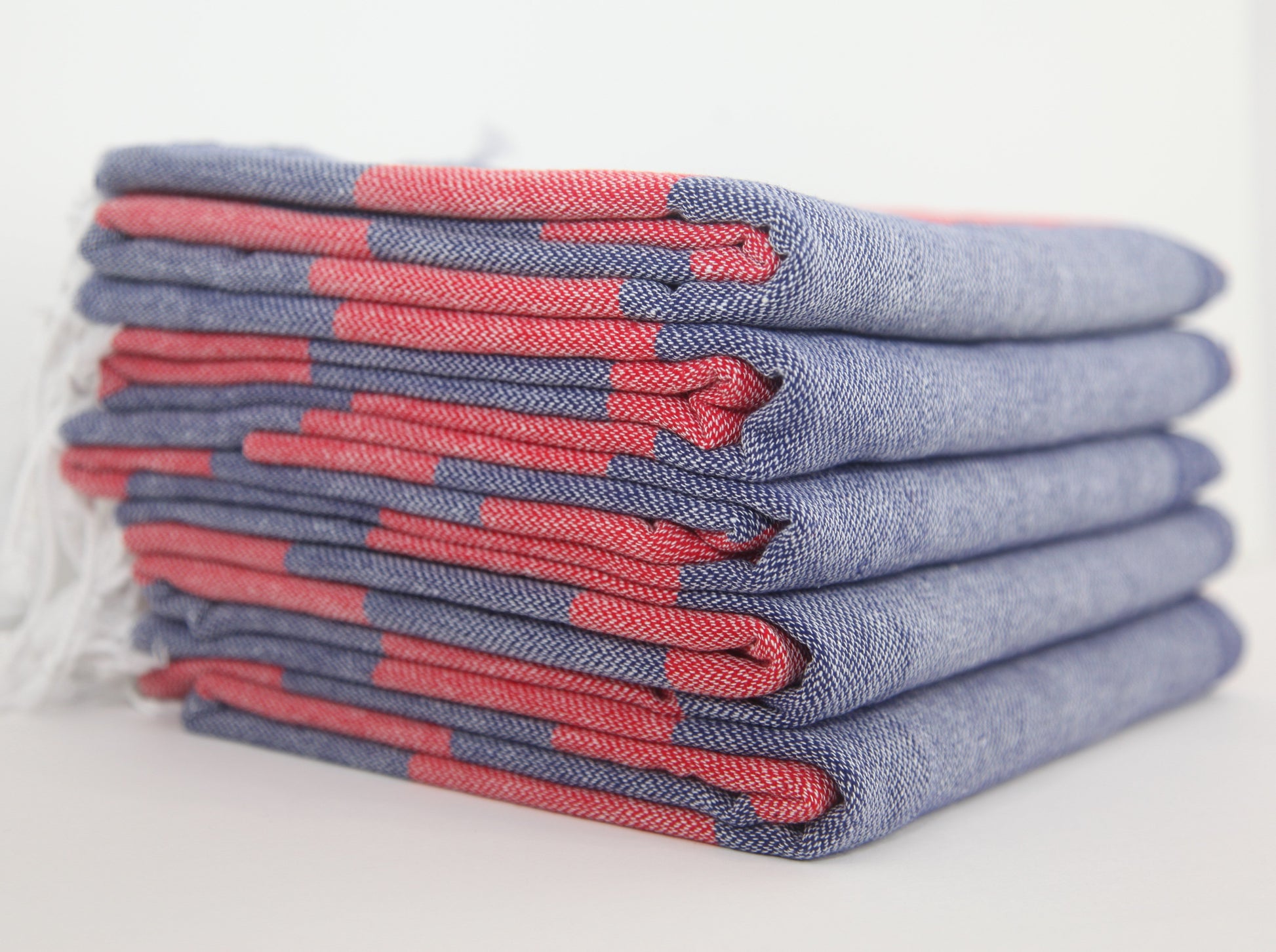 MONACO RED NAVY STRIPE TURKISH TOWEL-2