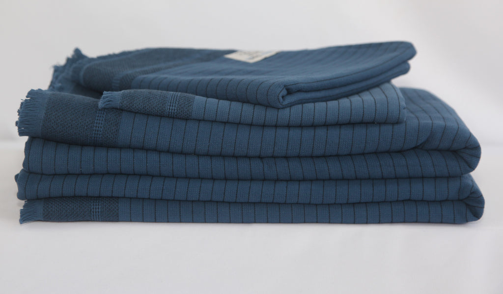 Del Mar Navy Terry Turkish Towel Set-1