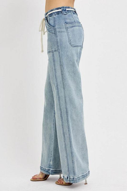 RISEN Full Size Straight Leg Jeans with Pockets plus Size