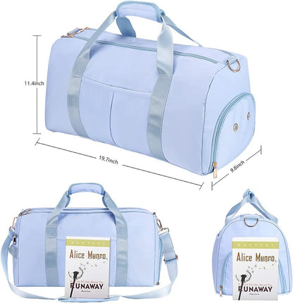 Gym Duffle Bag Dry Wet Separated Gym Bag Sport Duffle Bag Training Handbag Yoga Bag with Extra Drawstring Backpack for Man and Women (Blue-Upgrade) Large