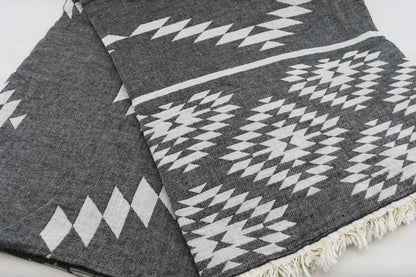 AZTEC BLACK TURKISH TOWEL-2