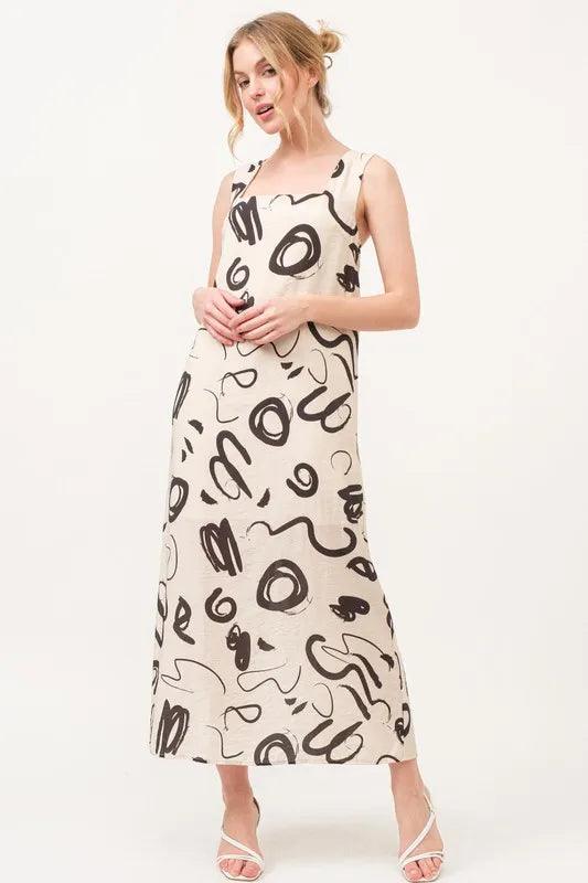 And The Why Square Neck Abstract Printed Maxi Dress-0